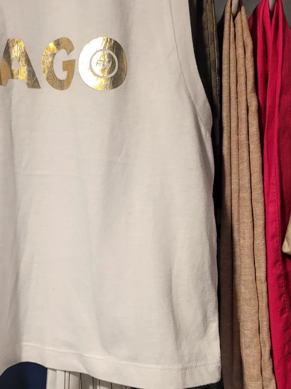 5 For $25 White Chicago Foil-Print Storage-Ready Tank Top by